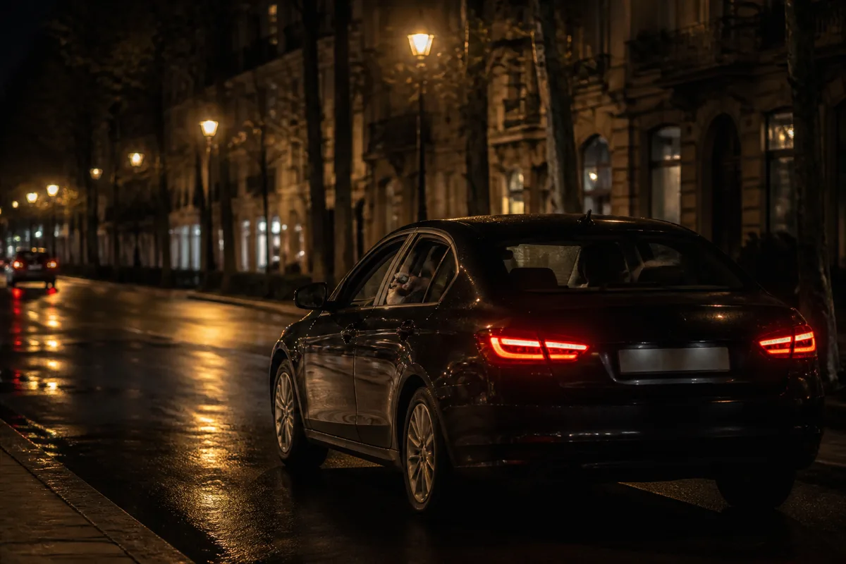 Passagère réglant sa course depuis l&rsquo;arrière d&rsquo;un véhicule avec chauffeur